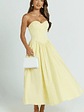 Daria Midi Dress Strapless Corset Gathered Dress in Lemon - thumbnail 2
