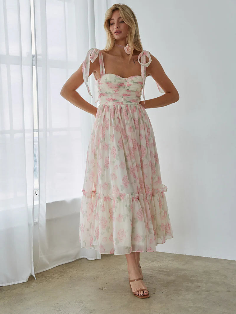 Celine Floral Tie Strap Maxi Dress 5