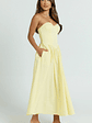 Daria Midi Dress Strapless Corset Gathered Dress in Lemon - thumbnail 3