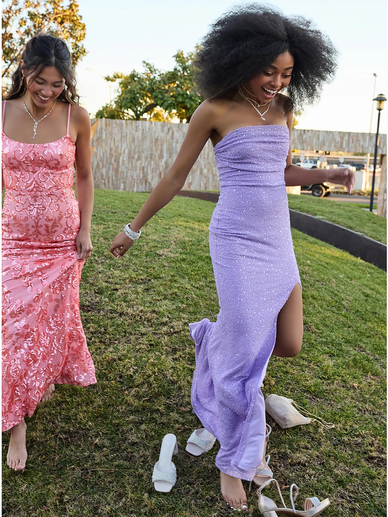 Cindy Beaded Strapless Column Formal Dress 12