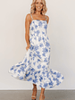 Cherie Jacquard Dress | Off White + Blue Floral - thumbnail 2