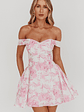 Courting Off-Shoulder Mini Dress Floral Pink - thumbnail 5