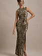 Cleopatra | Gold Sequin Split Maxi Dress - thumbnail 5