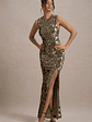 Cleopatra | Gold Sequin Split Maxi Dress - thumbnail 6