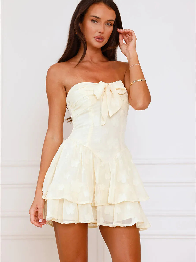 Daisy Dreams Strapless Mini Dress Yellow 1