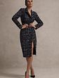 Cooper | Black Boucle Tailored Blazer Midi Dress - thumbnail 1