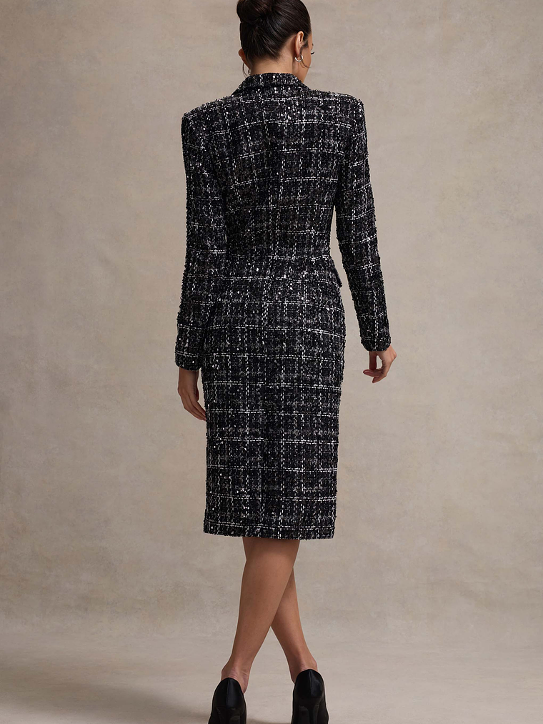 Cooper | Black Boucle Tailored Blazer Midi Dress 2