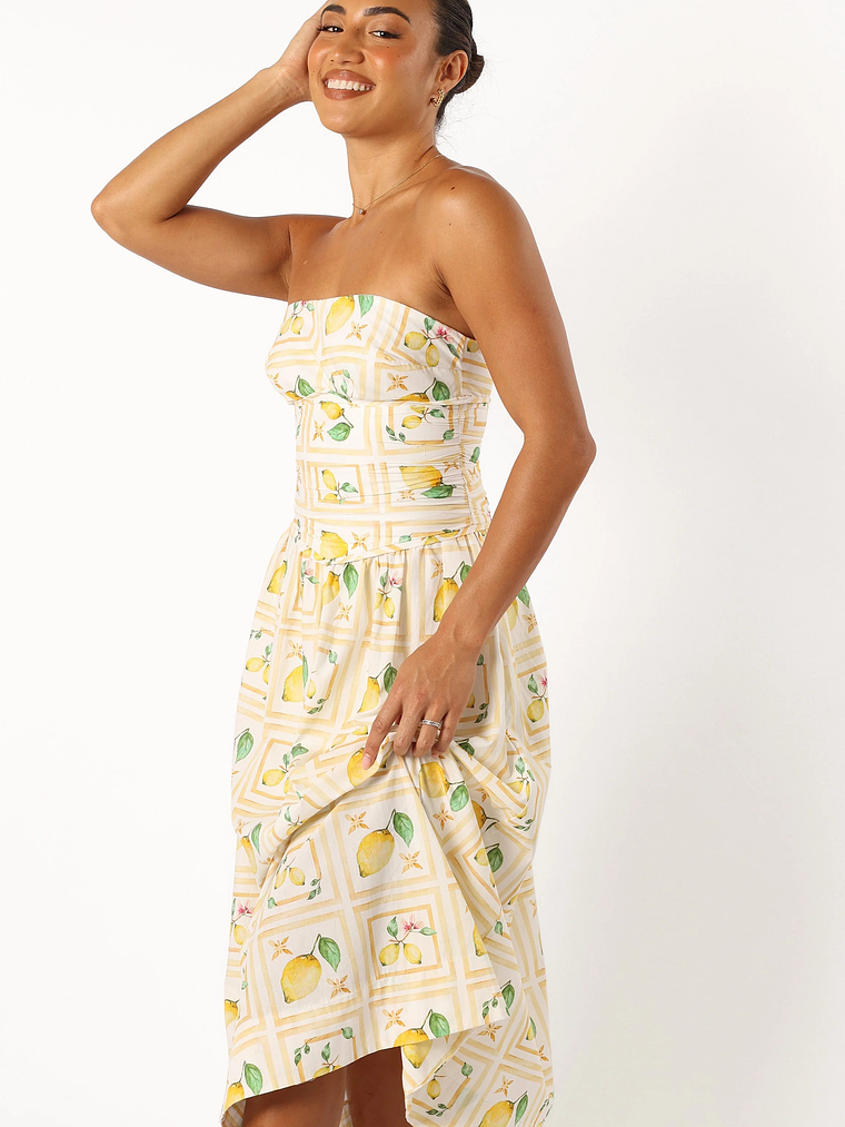 Cintrico Strapless Midi Dress - Lemon 1