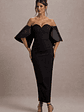 Dalani | Black Corset Maxi Dress With Satin Puff Sleeves - thumbnail 1