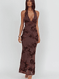Cipriana Backless Halter Maxi Dress Embellished Brown - thumbnail 1