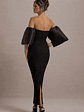 Dalani | Black Corset Maxi Dress With Satin Puff Sleeves - thumbnail 2