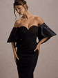 Dalani | Black Corset Maxi Dress With Satin Puff Sleeves - thumbnail 3