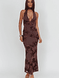 Cipriana Backless Halter Maxi Dress Embellished Brown - thumbnail 4