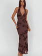 Cipriana Backless Halter Maxi Dress Embellished Brown - thumbnail 5