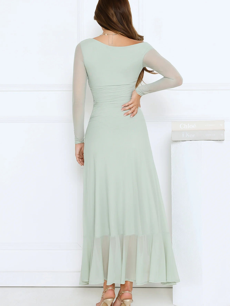 Darling At Dusk Long Sleeve Maxi Dress Sage 5
