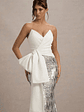 Ceres | Ecru Strapless Draped Maxi Dress With Sequin Skirt - thumbnail 3