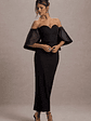 Dalani | Black Corset Maxi Dress With Satin Puff Sleeves - thumbnail 5