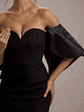 Dalani | Black Corset Maxi Dress With Satin Puff Sleeves - thumbnail 6