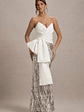 Ceres | Ecru Strapless Draped Maxi Dress With Sequin Skirt - thumbnail 4