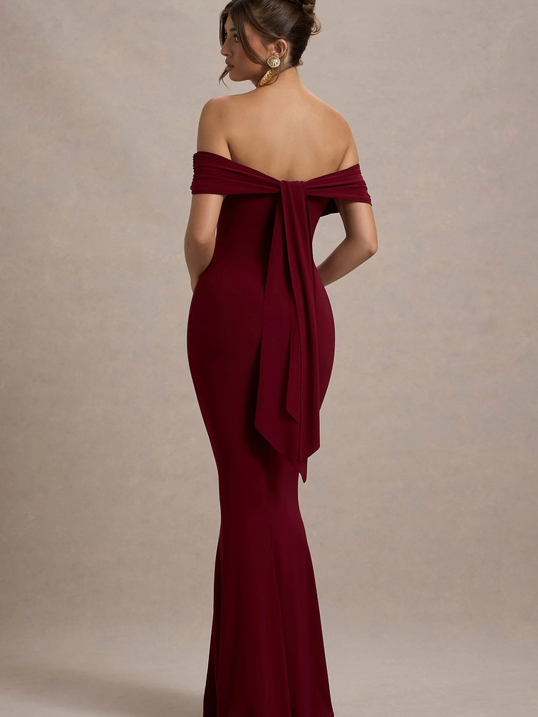 Cloe | Berry Bardot Maxi Dress 2