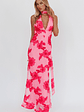 Cipriana Backless Halter Maxi Dress Embellished Pink - thumbnail 4