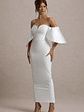 Dalani | White Corset Maxi Dress With Satin Puff Sleeves - thumbnail 4