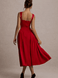 Covia | Red Satin Sweetheart Midi Dress - thumbnail 2