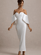 Dalani | White Corset Maxi Dress With Satin Puff Sleeves - thumbnail 5