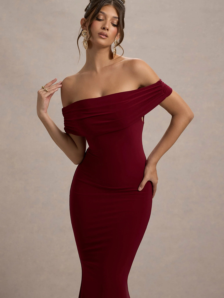 Cloe | Berry Bardot Maxi Dress 3