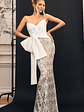 Ceres | Ecru Strapless Draped Maxi Dress With Sequin Skirt - thumbnail 7