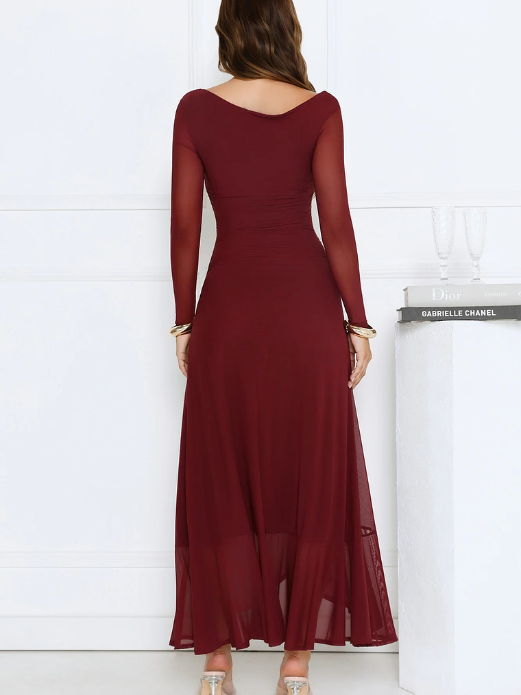 Darling At Dusk Long Sleeve Maxi Dress Wine 4