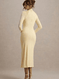 Cassandra | Pale Lemon High-Neck Long-Sleeve Midi Dress - thumbnail 2