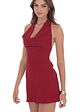 Cowl Neck Halter Dress in Red - thumbnail 3