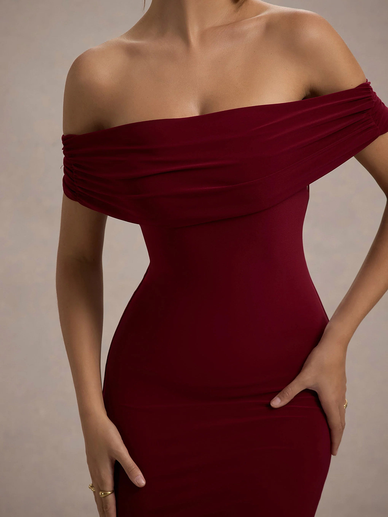 Cloe | Berry Bardot Maxi Dress 6