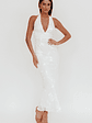 Cipriana Backless Halter Maxi Dress Embellished White - thumbnail 5