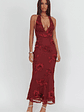 Cipriana Backless Halter Maxi Dress Embellished Wine - thumbnail 1