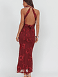 Cipriana Backless Halter Maxi Dress Embellished Wine - thumbnail 2