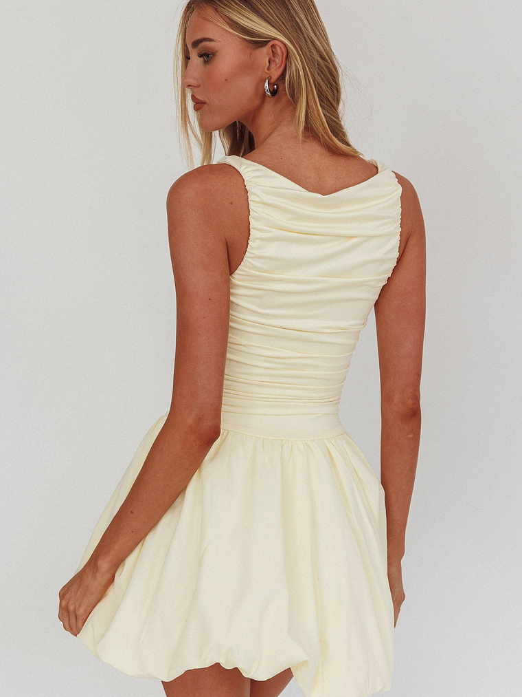 Dalayla Sleeveless Balloon Skirt Mini Dress Butter 3