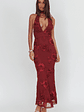 Cipriana Backless Halter Maxi Dress Embellished Wine - thumbnail 4