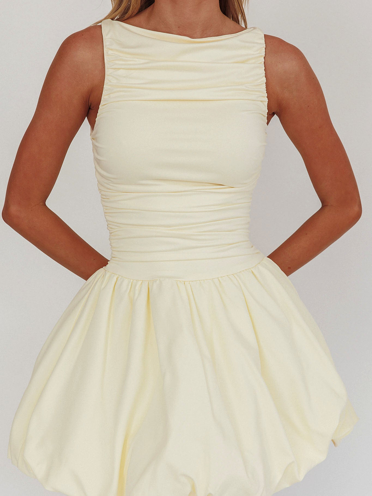 Dalayla Sleeveless Balloon Skirt Mini Dress Butter 4