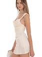 Cowl Neck Satin Slit Dress in Cream - thumbnail 3