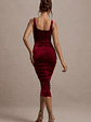 Cora | Berry Velvet Square-Neck Bodycon Midi Dress - thumbnail 2