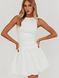 Dalayla Sleeveless Balloon Skirt Mini Dress White - thumbnail 1