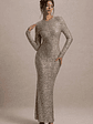 Citrine | Rose Gold Sequin Long-Sleeve Maxi Dress - thumbnail 4