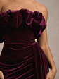 Ceronne | Plum Velvet Bandeau Mini Dress With Drape - thumbnail 6