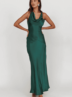 Cassiopeia Open Back Maxi Dress Forest Green