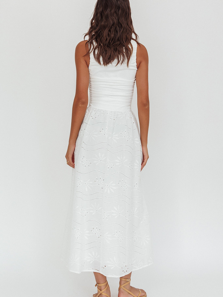 Dalayla Sleeveless Eyelet Maxi Dress White 3