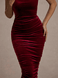 Cora | Berry Velvet Square-Neck Bodycon Midi Dress - thumbnail 6