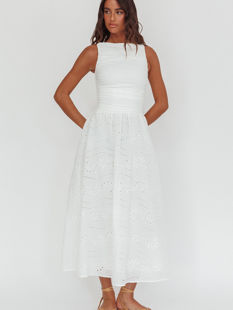 Dalayla Sleeveless Eyelet Maxi Dress White 5