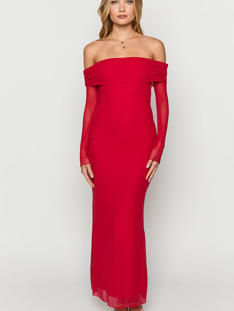 Coraline Red Long Sleeve Maxi Dress 2
